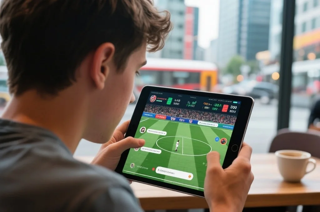 通过APP移动观赛的年轻人